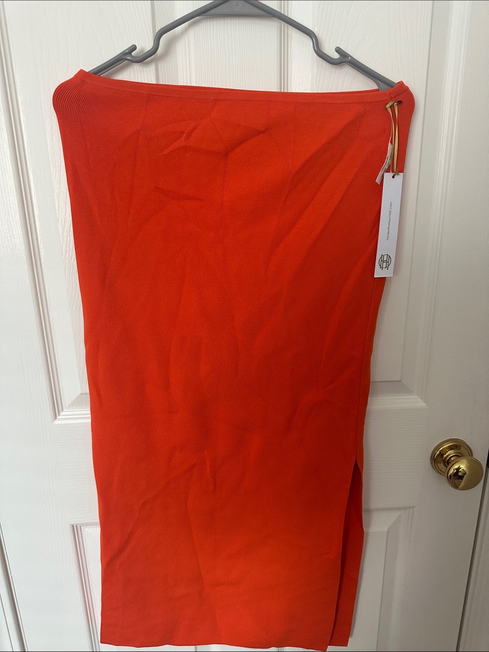 House of Harlow Orange Pencil Midi Skirt